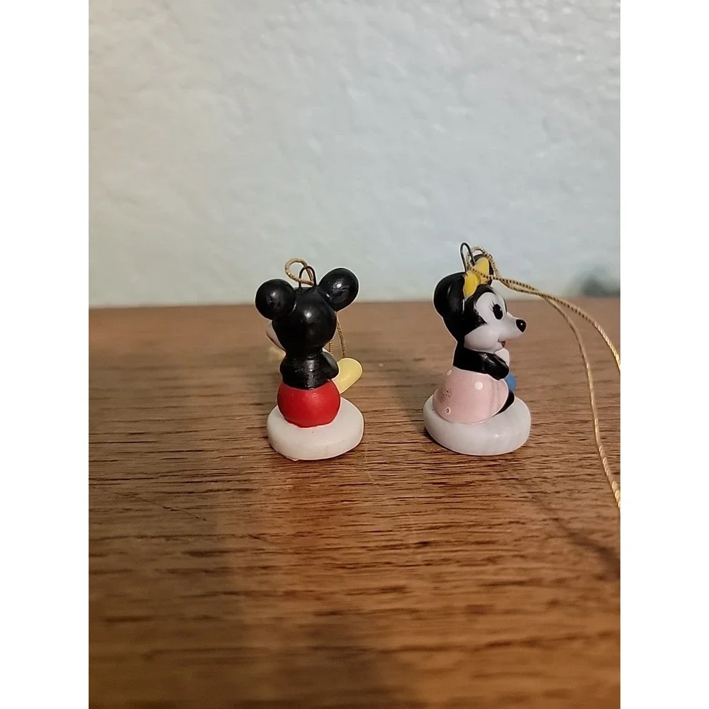Vtg Disney Schmid Mickey & Minnie Mouse Mini‎ Porcelain Christmas Ornaments 1.5